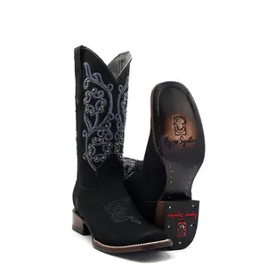 2461172601 - Vaquero Signature Women's Wide Square Toe Boot Nobuck Black