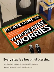 Letter-pattern doormat, absorbent entry mat, decorative rug for living rooms or bedrooms, diatomaceous earth material home decor rug.