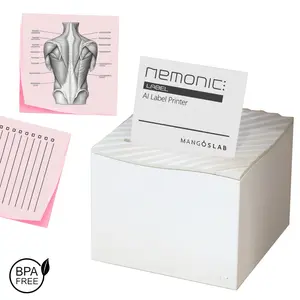 MANGOSLAB Nemonic AI Sticky Note Label Printer | Inkless Bluetooth Thermal Label Printer for Small Business | Durable Shipping Label Maker & Portable Wireless