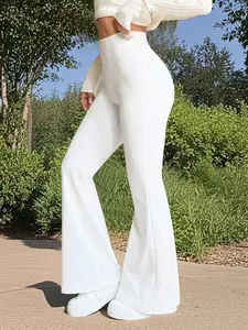 Women's High Waist Flare Pants, Slim Fit Yoga Compression Leggings, Running Exercise Pants, Comfortable Casual Long Pants, Casual Comfy Pants