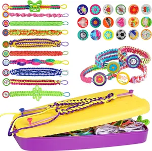 Friendship Bracelet Making Kit , Ages 7 8 9 10 11 12 Year Old Girls Gifts Ideas, Birthday Present for Teen Girl, Arts and Crafts String Maker Tool, Bracelet DIY, Kids Travel Activity Set