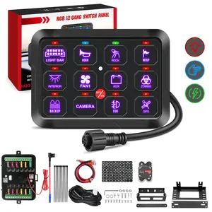 Nilight 12 Gang Switch Panel 12V 24V Universal Circuit Control Relay System with RGB Backlight Fuse Relay Wiring Harness Automatic Dimmable ON Off LED Switch Pod for Car Pickup Truck Camper SUV