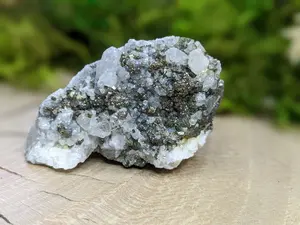 Calcite with Shimmering Iridescent Chalcopyrite Quartz Cluster Natural Stone Mineral Specimen Healing Crystal Raw Rock Gemstone Rough Chunk