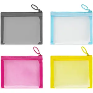 Mini Mesh Pouches(4 Pack), Small Mesh Bags with Zipper Nylon Makeup Pouches Bag Cosmetic Pouch Travel Purse Organizer Insert Diaper Inside Bag Organizers Home Organizing Size See Through Cute Colors