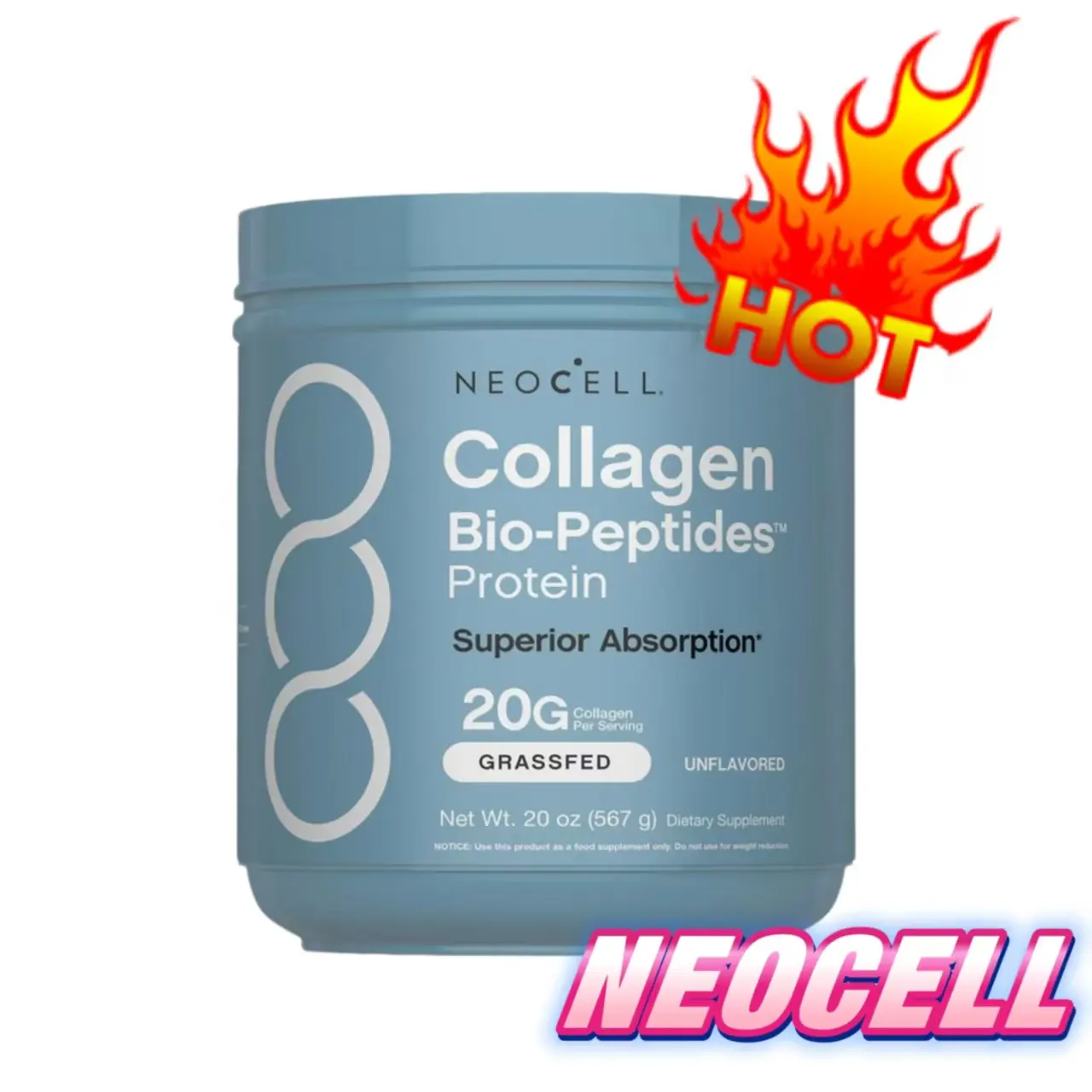 NeoCell Collagen Peptides Powder | 22oz | Super Hair, Skin, and Nails | Superior Absorption | Grassfed Protein Supplement | Advanced with 18 Essential Amino Acids