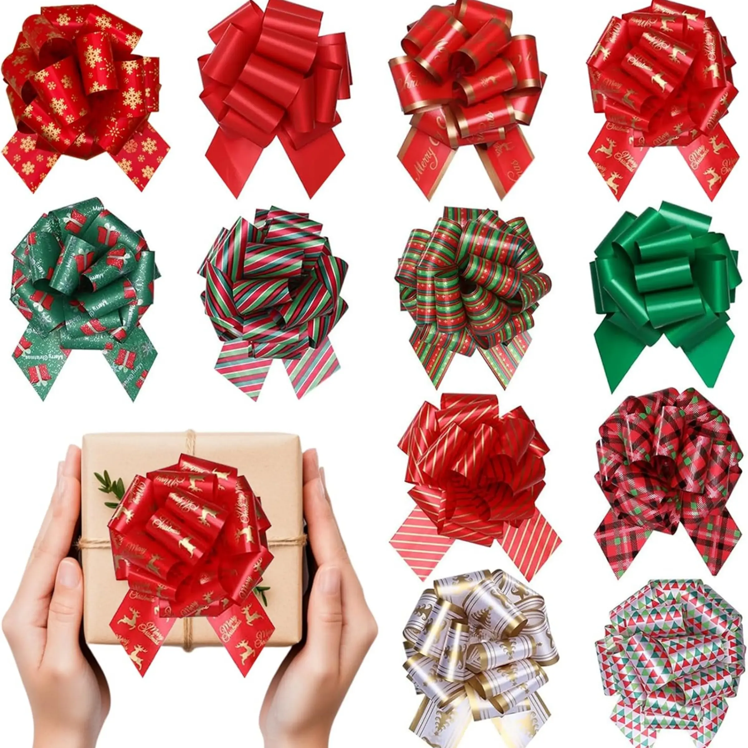 Large Christmas Bow Gift Boxes, 24/36 Pack Dual-Sided Ribbon Bows for Gifts, Christmas Trees, Wine Bottles, Holiday Decorations & Gift Wrap Elegant Gift Box, Classy Gift Box, Gift Wrapping