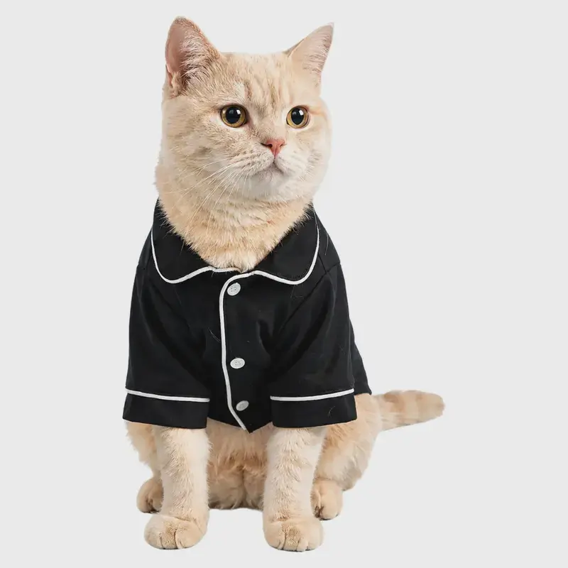 Ultra-Soft Pet Pajama Set for Small Dogs & Cats, Button-Front Cotton Blend, Breathable & Gentle on Sensitive Skin, Lightweight Comfort Fit for Indoor Wear, Sleep & Cute Photos