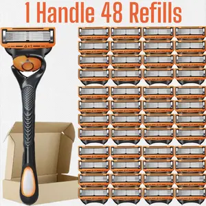 Men's Shaving Razor Set with 1 Handle and Extra Refills, Precision Trimmer, Stainless Steel Blades, Universal Fit, Sealed Packaging