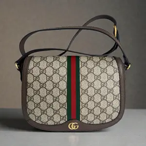 Pre-owned GUCCI Canvas Crossbody Bags GG Saddle Flap Supreme Ophidia Crossbody