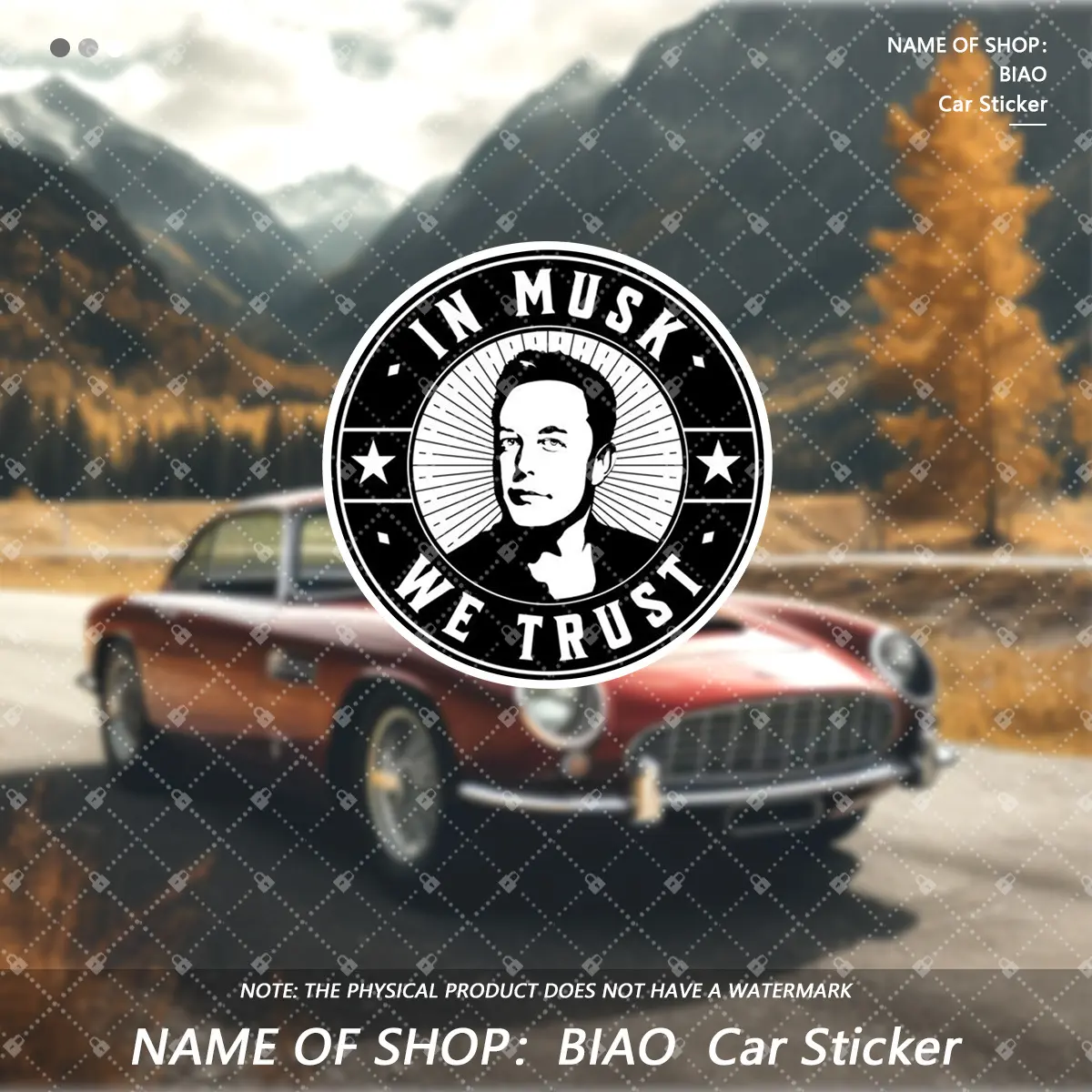 Elon Musk Sticker - Car Decal, Bumper Sticker Decoration, Waterproof, Anti-UV, Fog Effect, Vinyl Sticker, Suitable for Cars, Laptops, Helmets, Motorcycles, Toolboxes, Refrigerators, Scooter Stickers