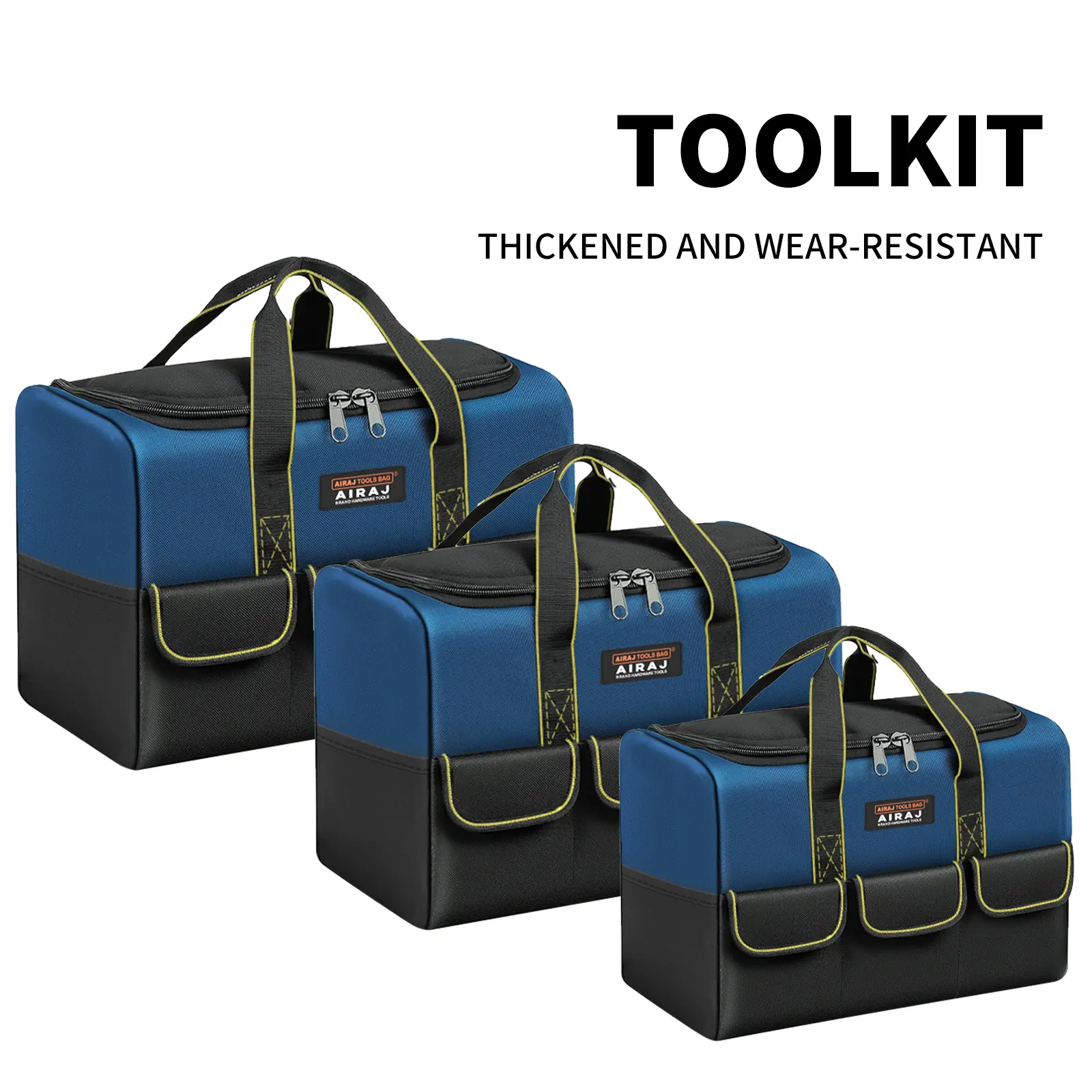 3-Piece Heavy-Duty Oxford Fabric Tool Bag Kit - Wide-Mouth, Large Capacity, Wear-Resistant, Portable Tool Organizer for Storage, Carrying, Ideal Holiday Gift