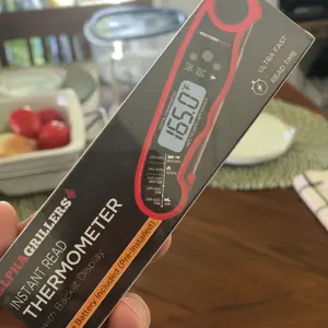 Alpha Grillers Instant Read Meat Thermometer – Waterproof Kitchen Gadget & Accessory, Foldable Stainless Steel, Lifetime Warranty Perfect for BBQ, Baking, Air Fryer, Kitchen Utensils, Back to School