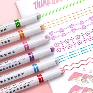 6pcs Lace Curve Pen, Roller Print Curve Highlighter Pen, Flower Outline Pen Wavy Line Graffiti Pens 6pcs Lace Curve Pen, Roller Print Curve Highlighter Pen, Flower Outline Pen Wavy Line Graffiti Pens