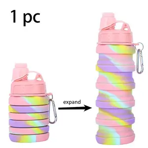 1 Pc Collapsible Silicone Water Bottle – 500ml (17oz) foldable sports bottle for outdoor travel. Lightweight, portable and eco-friendly design, perfect for hiking, camping, gym and everyday hydration.
