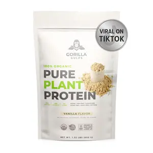 Gorilla Gulps Pure Plant Protein - Vegan Certified USDA Organic Protein Powder with 23g of Protein, Zero Sugar, Soy, Wheat, Dairy, Gluten, GMOs, Lactose, or Preservatives - Supports Gut Health