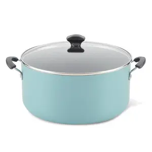 10.5-Quart Nonstick Stockpot with Glass Lid - Teal Kitchen Appliance for Even Heat Distribution & Dishwasher Safe Cooking