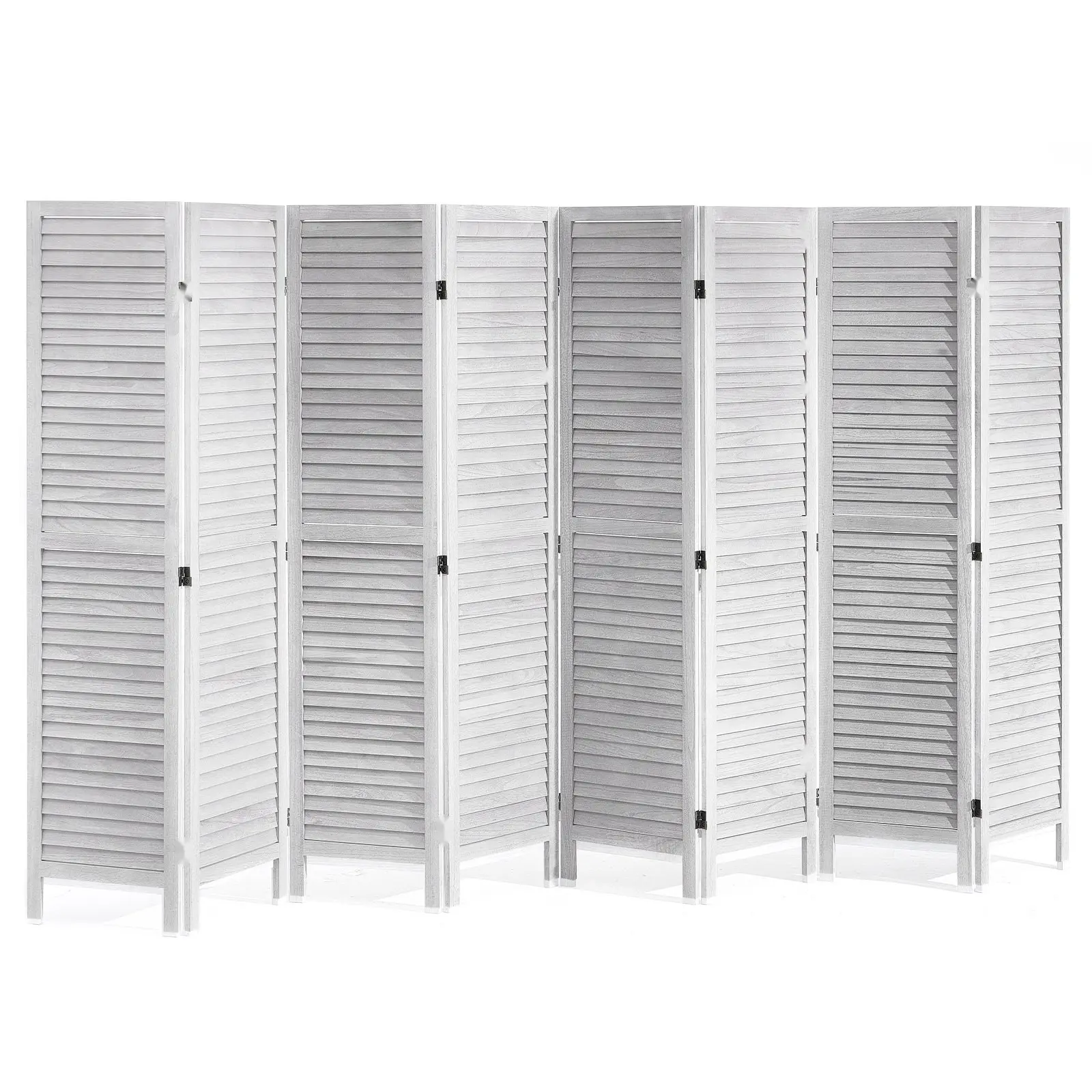 Wood Room Divider, 8-Panel Folding Privacy Screen, 66.9-Inch Tall Indoor Louvered Wooden Partition, Portable Decorative Screen For Room Separation In Home, Office, Restaurant & Bedroom