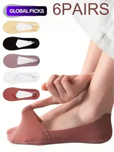 Women's Solid Non-slip Invisible Socks, Soft Comfy Breathable Casual Socks for Daily Wear, Multipack Low Cut Socks for Women