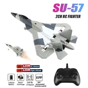 SU57 RC Airplane 2.4Ghz Remote Control Aircraft Electric EPP Foam Plane FX657 Fighter Fixed Wing Glider Toys Gifts For Children Boys With 2 Batteries