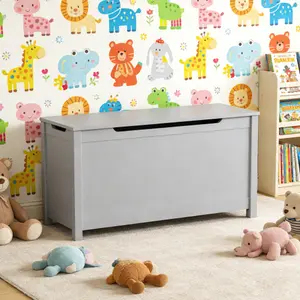 Large Wooden Toy Box Chest Sturdy Storage Cabinet with Lids 31.5x13x16.7 inches for Kids Boys Girls Bedroom Playroom Easy Assembly Spacious 2.7 Cubic Feet Capacity