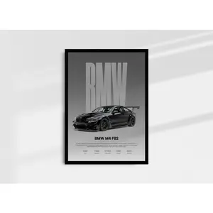 BMW M4 Poster – Luxury Car Wall Decor, Automotive Enthusiasts, BMW Art, Product without frame