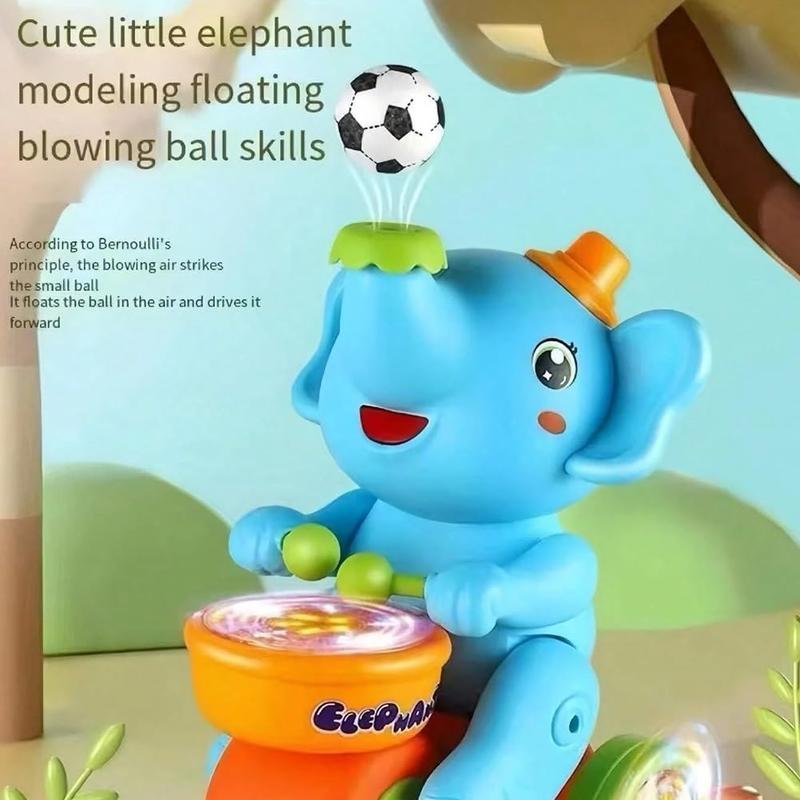 Electric Elephant Crawling Music Toy with Blowing Ball Function, Spinner Drumming Toy with Lightfun Music Toy for babies Gifts for Kids 6-12 Month (1 Count, Color random)