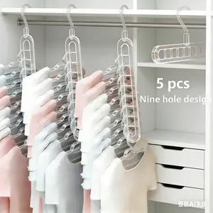 3/5-Pack Magic Space-Saving Hangers – Heavy-Duty 9-Hole Folding Clothes Organizer| 360° Rotating Anti-Slip Closet Storage Pro for Dorm & Small Wardrobes organizer Swivel house