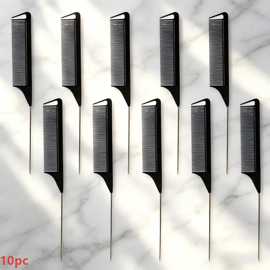 Cross-border live tail comb steel needle comb for dyeing hair, hair styling comb, sectioning comb, teasing comb, rat tail comb