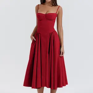 Women's French Elegant Retro Style Dopamine Dressing Spaghetti Strap Dress