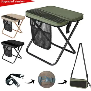 Large Outdoor Portable Folding Fishing Chair, Ultra Light 1.5 lbs Max Load 500lbs, with Shoulder Strap & Two Side Pockets, Velcro Storage for Camping Hiking Fishing BBQ, Perfect Thanksgiving Christmas Gift