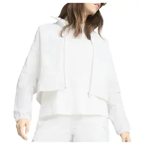 PUMA Womens Dare To Oversized Zip Off Woven Jacket Athletic Outerwear Casual - White
