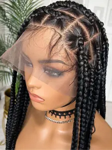 36 Inch Synthetic Knotless Box Braided Wigs 100% Handmade Full Lace Wig Large Square Box Braids For Black Women