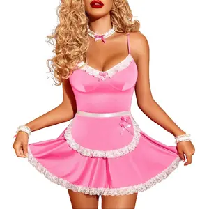 Avidlove Women Maid Costume Outfits Roleplay Lingerie Sleepwear Dress with Choker S-XXL