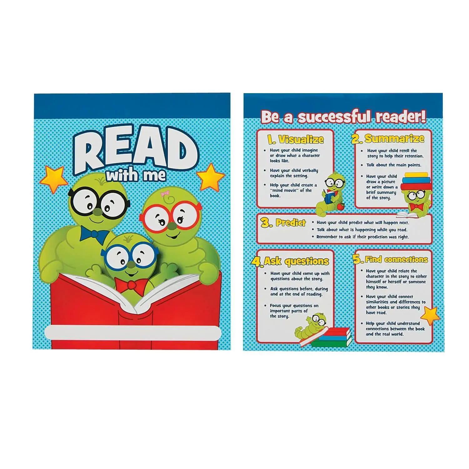 Fun Express 9 3/4" x 12 1/2" Read with Me Laminated Cardstock Pocket Folders - 12 Pc.