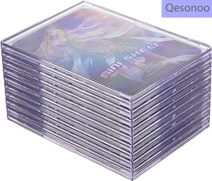 Qesonoo Cards Sleeves Top Loaders 10 Hard Acrylic Card Protector Clear Card Brick + 1 Display Stand Fit for Trading Cards,Standard Sports Cards,Baseball Card Holder Cases Collectibles White