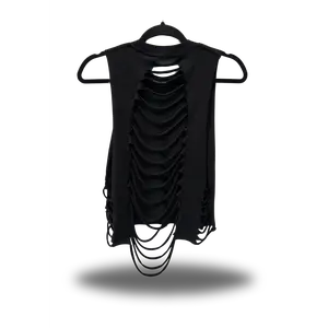 ROAD RASH RAZOR CUT BLACK CROP TANK