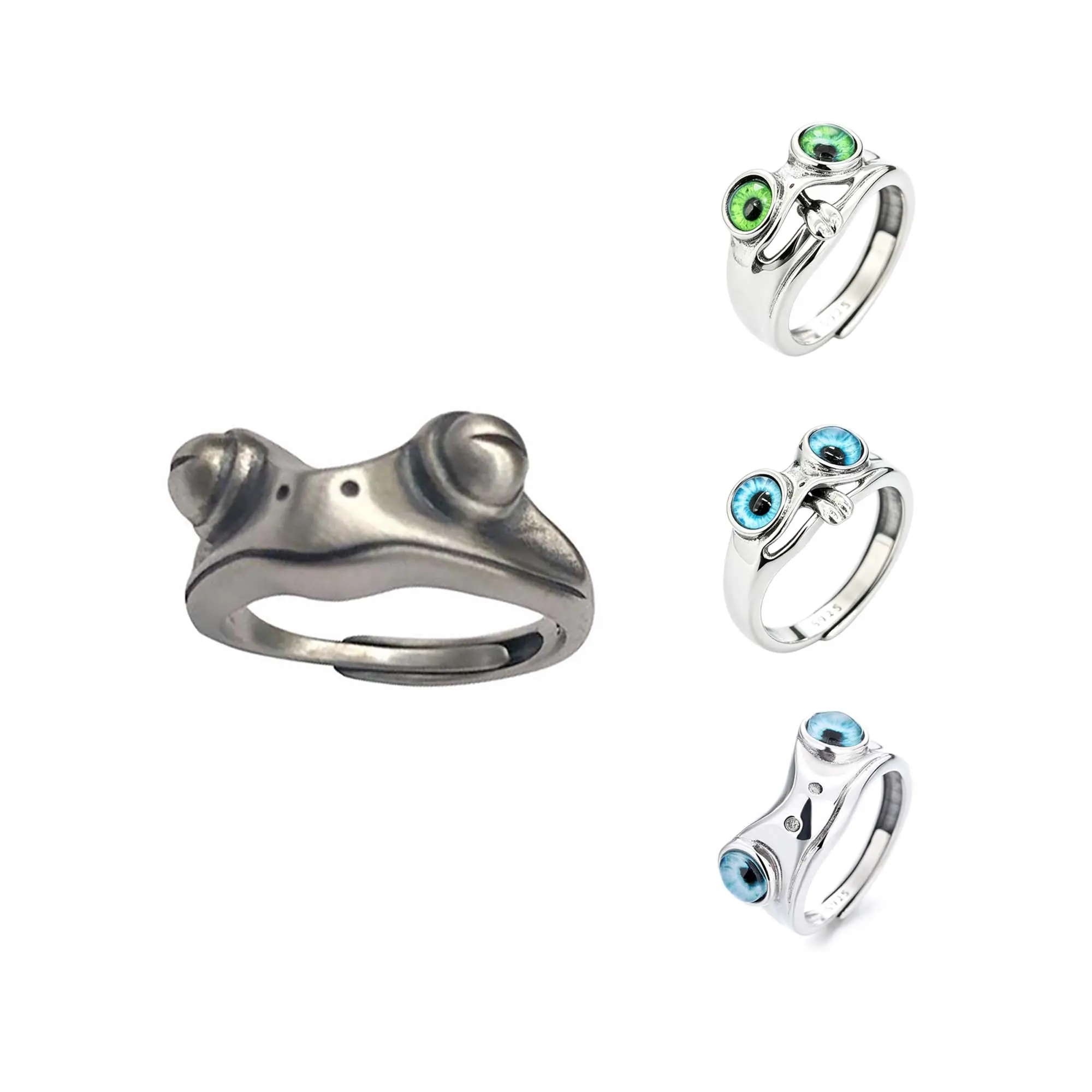 GGIRL Personalized Stainless Steel Vintage Frog Ring Cute Little Frog Ring Adjustable Opening for Men and Women,Unique Couple Ring, Quirky Movable Tongue Frog Design, Creative Novelty Statement Ring, Ideal Gift for Friends on Birthday Daily Halloween