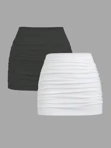 Women's Solid Color Wrap Skirt, Casual Fashion Short Skirt for Daily Outdoor Wear, Ladies Bottoms for Summer