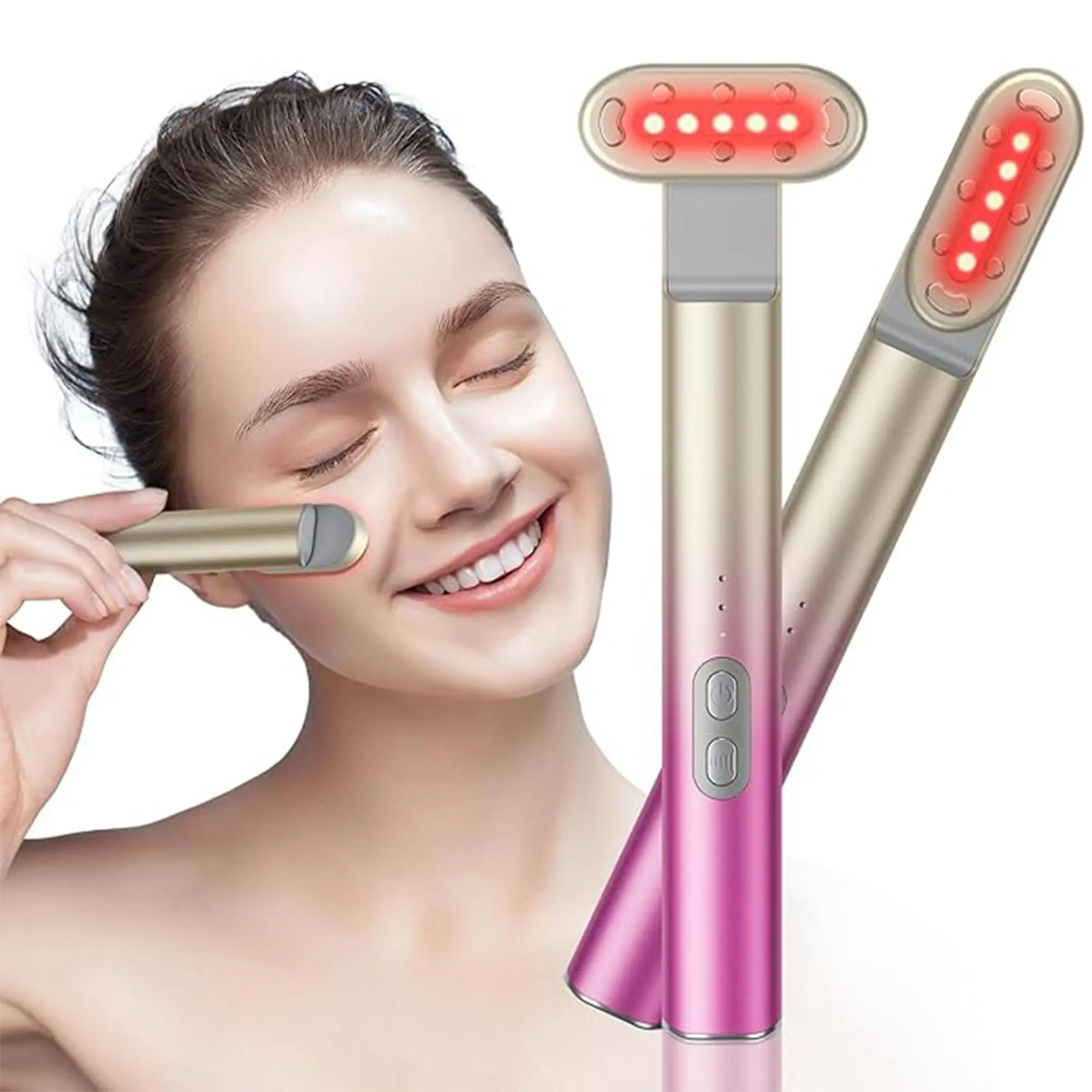 7 Color LED Facial Massager, USB Rechargeable Vibration Face Massage Tool, Professional Facial Beauty Instrument for Women