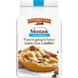 Montauk Soft Baked Milk Chocolate Chunk Cookies - 8.6 Oz Bag (8 Cookies) - US-Made Snack Biscuit, Sweet Treats with 6-Month Shelf Life