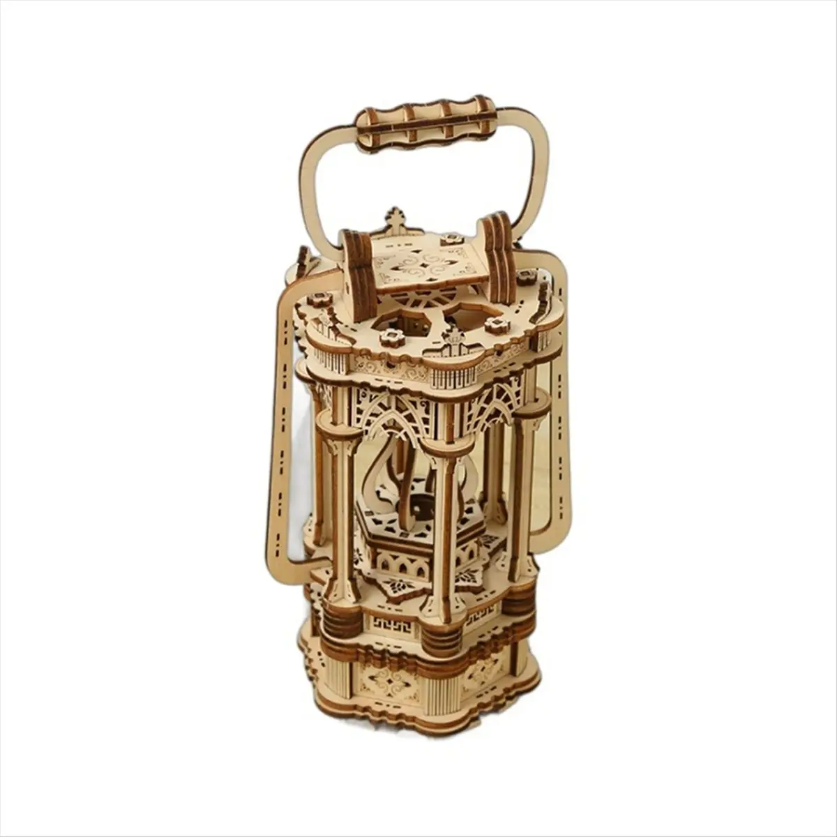 1 x 3D Wood Puzzle Kit for Adults, Vintage Lantern Model with Light (145 Parts, 115x95x240mm), Car Exterior Decoration, Desk Accessory, Christmas-Birthday Holiday Buildable Home Accent, Vintage Style