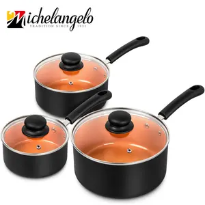MICHELANGELO Nonstick Sauce Pan With Lid, Copper Saucepans,PFAS-FREE Pot Set,Small Pots For Cooking,Multipurpose Cooking Pots Set For Home Kitchen