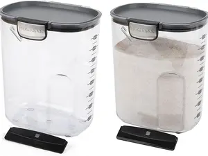 Progressive International ProKeeper+ Clear Plastic Airtight Food Baker's Kitchen Storage Organization Container Canister Set with Magnetic Accessories, 2- Piece Set (Flour 4-Quart)