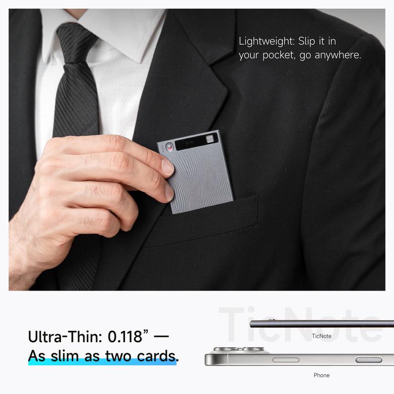 Mobvoi TicNote Agentic AI Notetaker Translator Voice Recorder 64GB Memory Note Recorder 120+ languages with Speaker ID Real-time Transcription and Translation AI Podcast Deep Research Content Creation for Phone Call Lectures Meetings Interviews