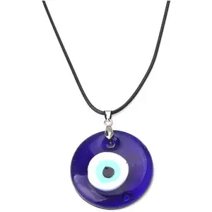 Evil Eye Pendant Necklace Glass Leather Rope Chain Turkish Protect Lucky Necklace for Women Men
