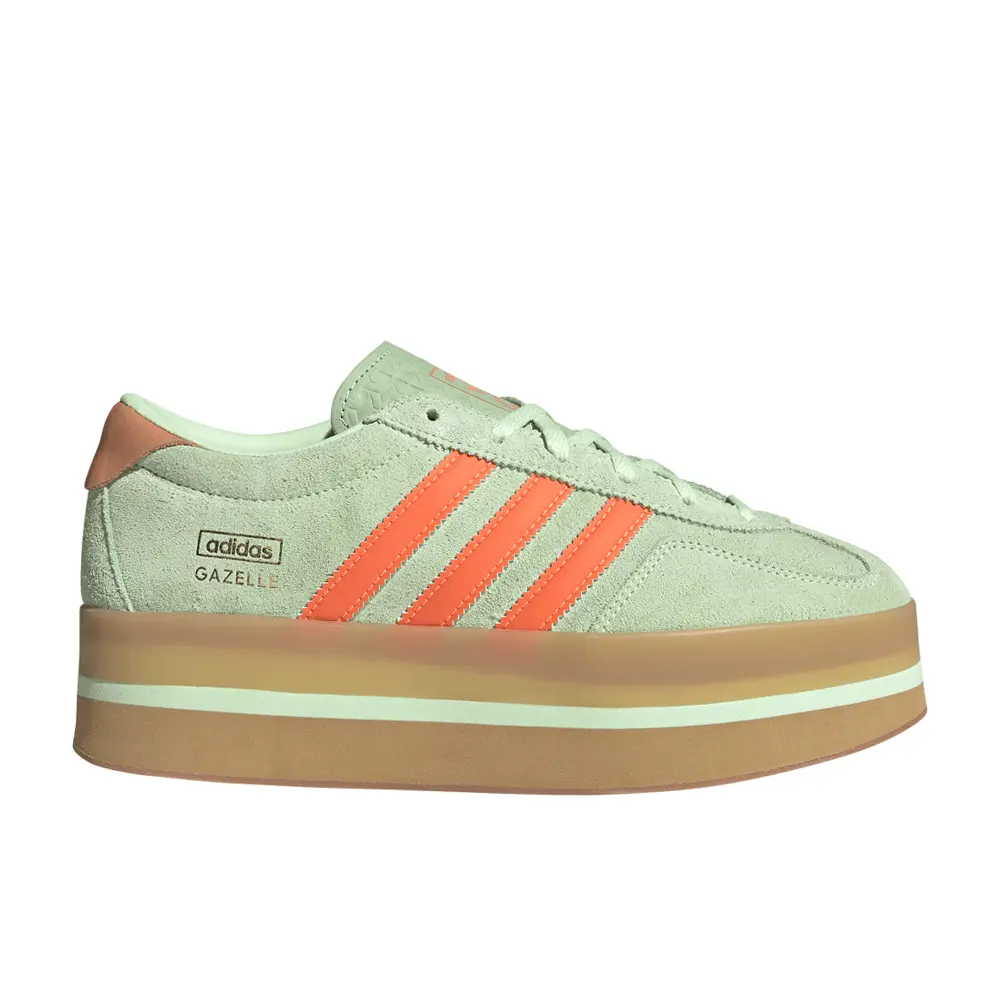 adidas Womens Gazelle Stack Sneakers Shoes Casual - Green, Orange