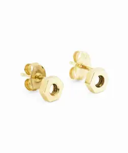 Hexagon Nut Stud Earrings
