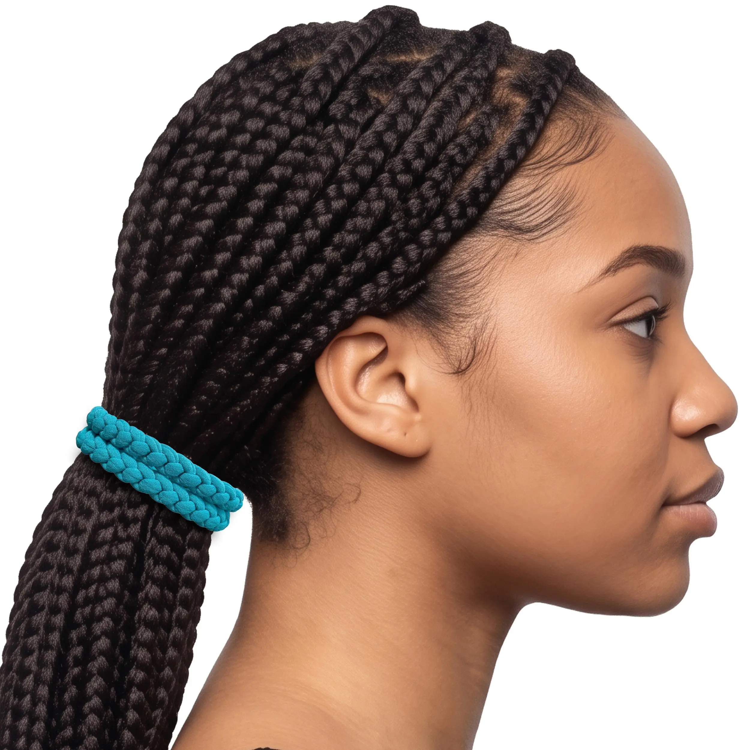 Hair Ties Jumbo 2-Pack Soft & Silky for Thick Hair Braids Dread Locs Super Strechy Made in the USA Aqua