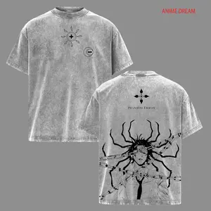 Hunter × Hunter Phantom Troupe Chrollo Lucilfe Anime Double Printed Vintage Washed Tee Unisex Oversize Anime Manga Washed Heavyweight Cotton T-shirt