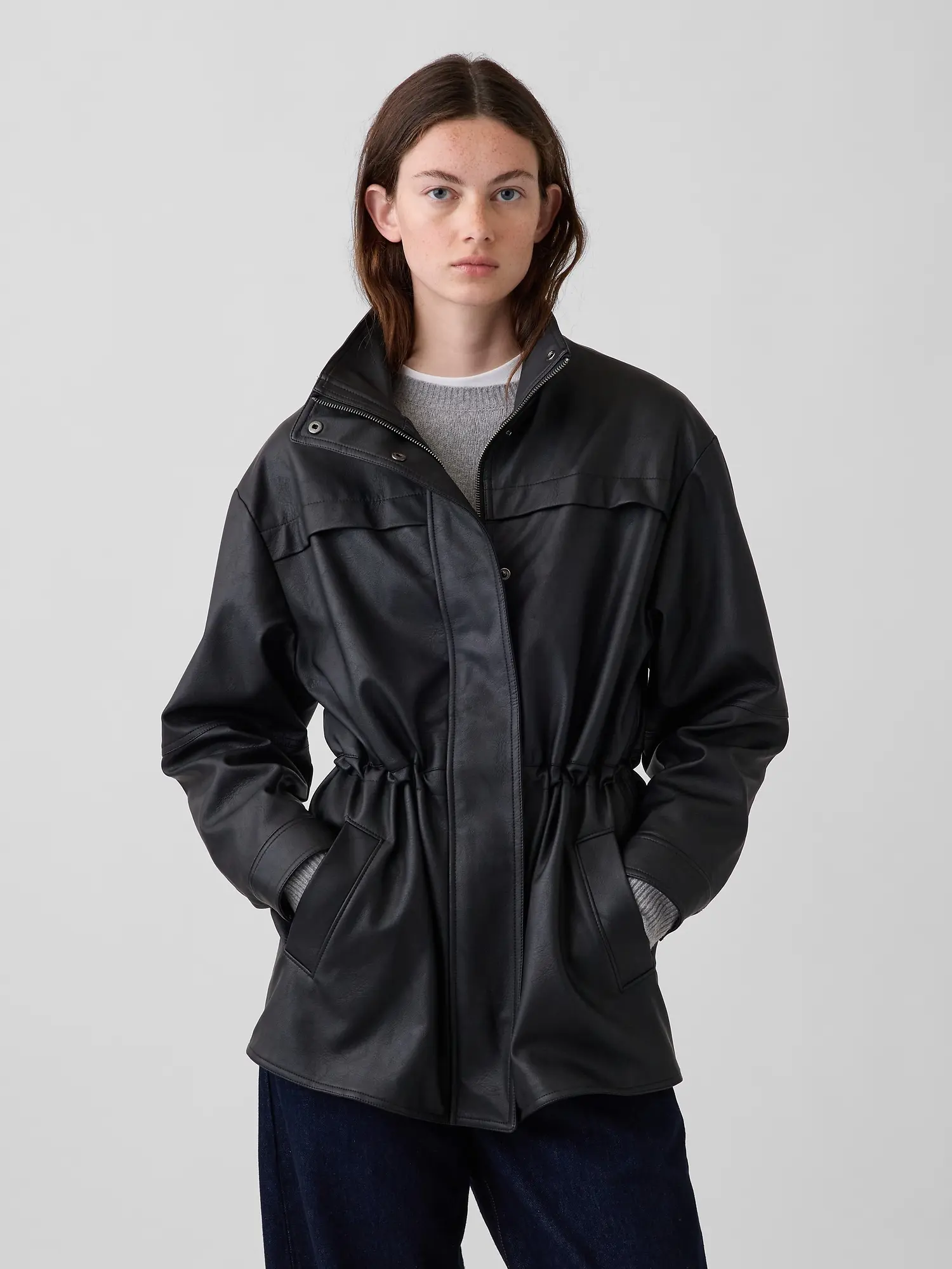 Gap Women's Cinched Vegan Leather Jacket